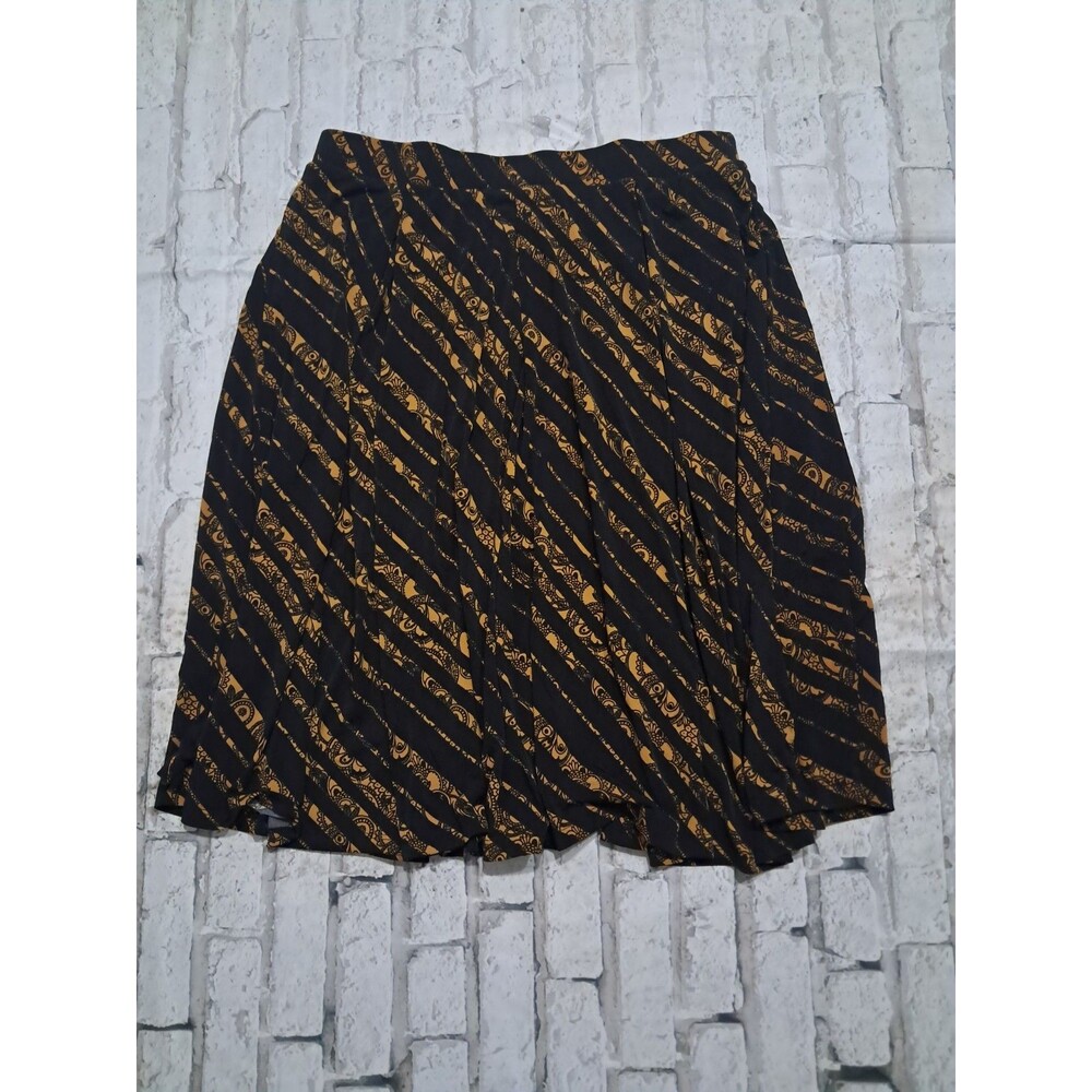 LuLaRoe Women's Size Large Pleated Skirt Floral Stripes Midi